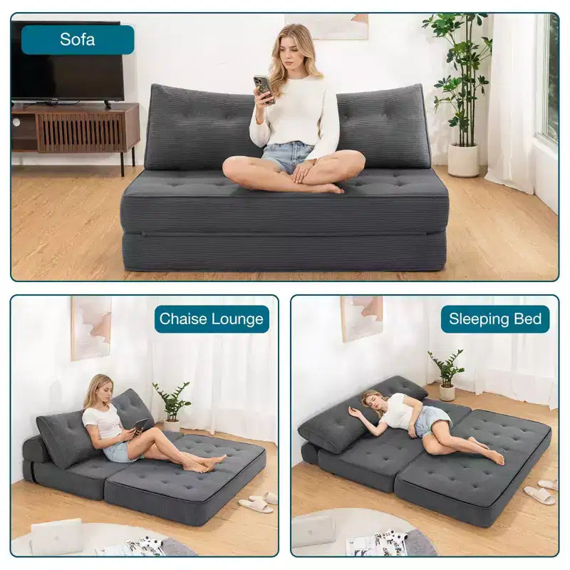 WARMOUNTS Canapé convertible pliant avec dossier réglable, canapé-lit convertible Queen Size pour salon et bureau