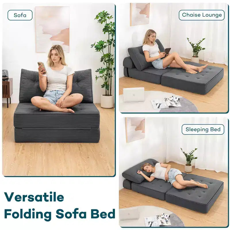 WARMOUNTS Canapé-lit pliable avec dossier réglable, canapé-lit convertible simple pour salon et bureau