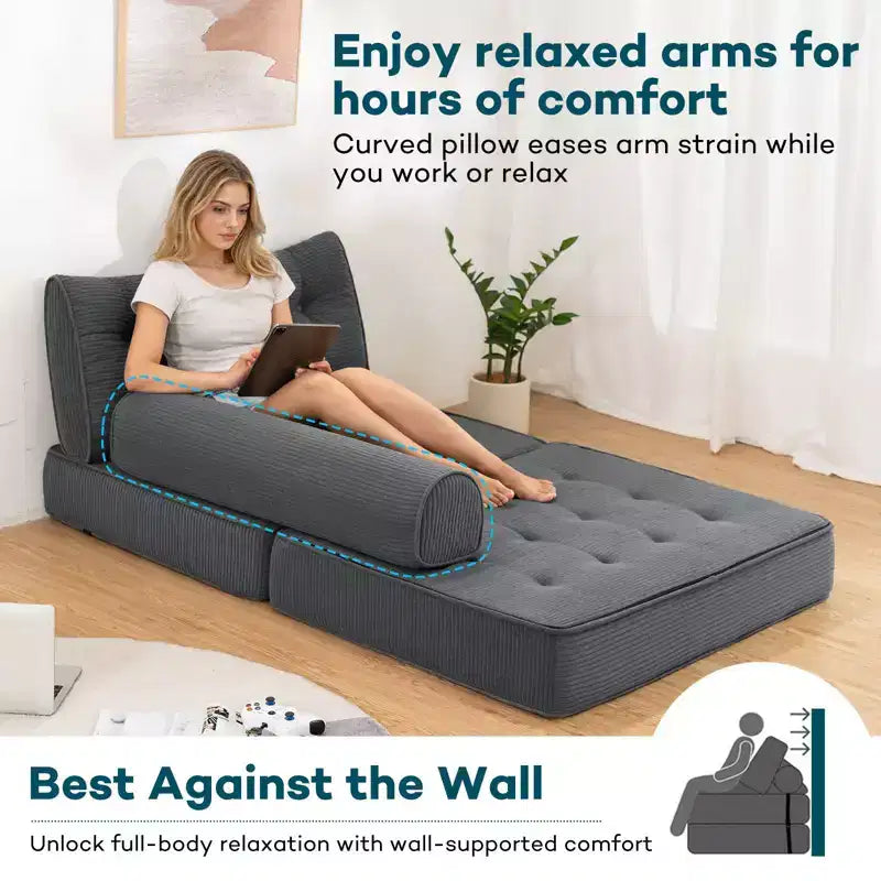 WARMOUNTS Canapé-lit pliable avec dossier réglable, canapé-lit convertible simple pour salon et bureau