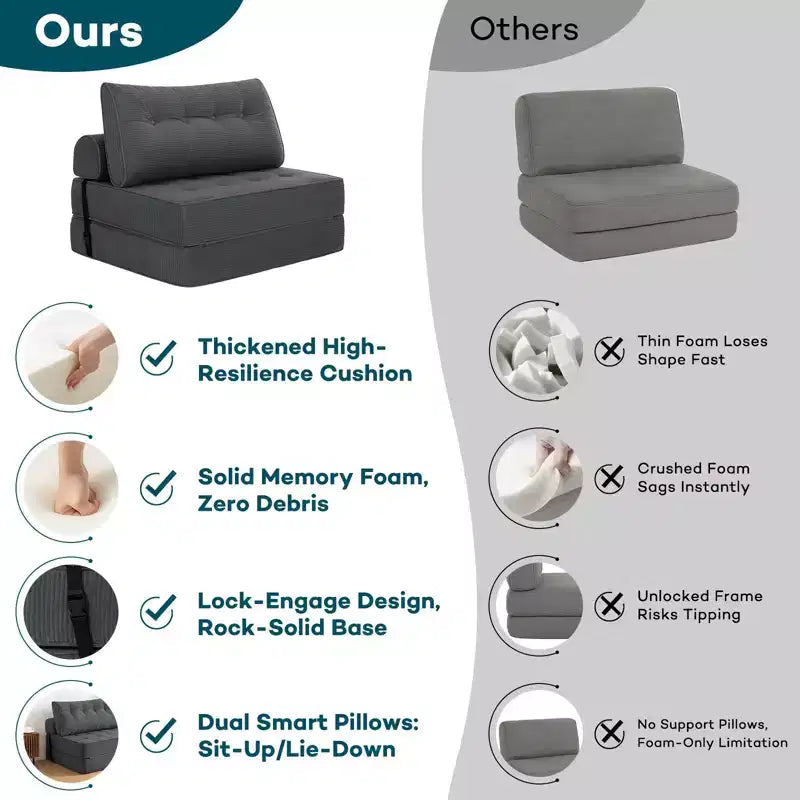 WARMOUNTS Canapé-lit pliable avec dossier réglable, canapé-lit convertible simple pour salon et bureau