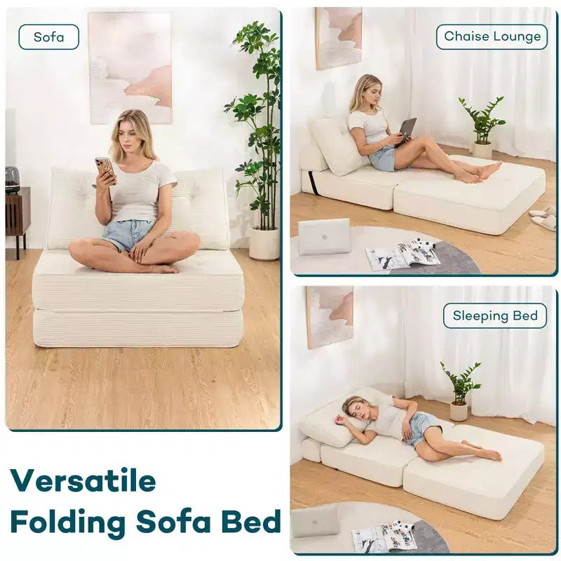 WARMOUNTS Canapé-lit pliable avec dossier réglable, canapé-lit convertible simple pour salon et bureau