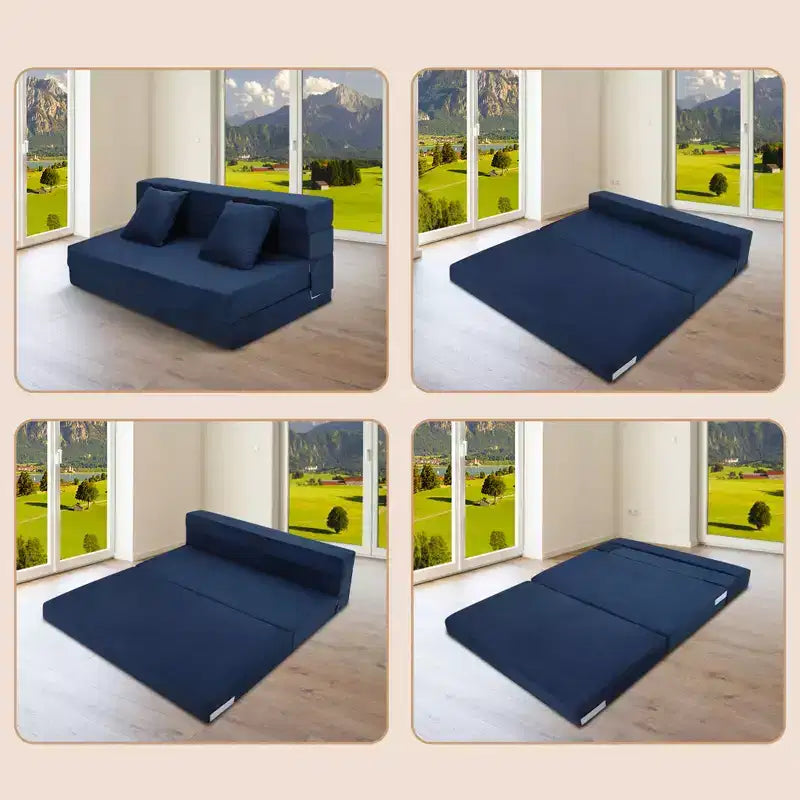 Divano letto pieghevole con cuscini, divano letto convertibile in memory foam, divano da pavimento moderno in stile giapponese, letto per il tempo libero per soggiorno/ufficio.