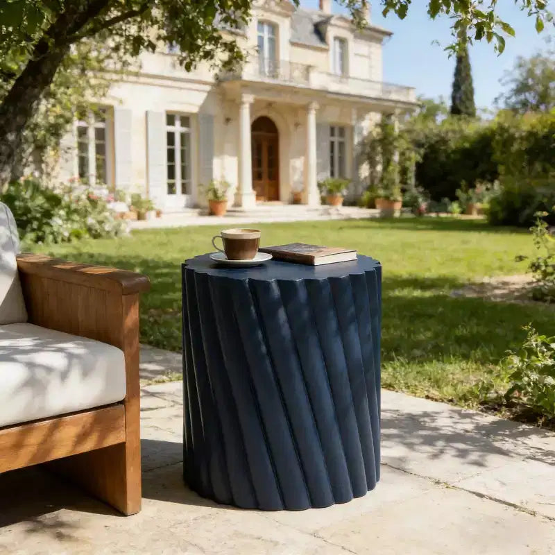 Christopher Knight Home Ruxandra Modern Outdoor Lightweight Concrete Fluted End Table