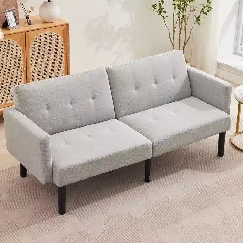 Canapé-lit futon convertible 75,5", en cuir PU, avec pieds robustes, canapé-lit de style Mid-Century, causeuse confortable pour salon