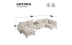 Divano componibile Whisen Chenille e set divano Comfy Cloud con tavolino a scomparsa, portabicchieri e bracciolo contenitore