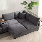 Divano componibile Whisen Chenille e set divano Comfy Cloud con tavolino a scomparsa, portabicchieri e bracciolo contenitore
