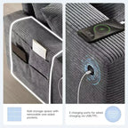 Divano componibile Whisen Chenille e set divano Comfy Cloud con tavolino a scomparsa, portabicchieri e bracciolo contenitore