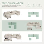 Divano componibile Whisen Chenille e set divano Comfy Cloud con tavolino a scomparsa, portabicchieri e bracciolo contenitore