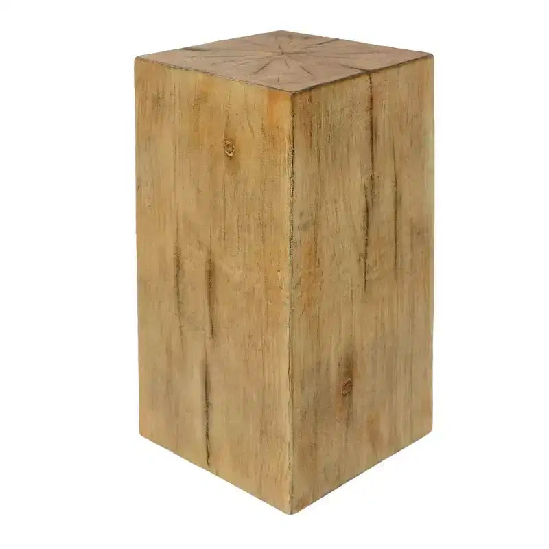NAYSAYE Tables d'appoint carrées effet bois en oxyde de magnésium, lot de 2, surfaces d'appoint sculpturales pour patio, balcon, jardin, salon, 14,5*14,5*27,75