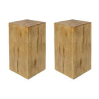 NAYSAYE Tables d'appoint carrées effet bois en oxyde de magnésium, lot de 2, surfaces d'appoint sculpturales pour patio, balcon, jardin, salon, 14,5*14,5*27,75