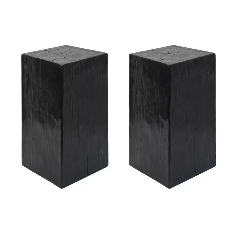 NAYSAYE Tables d'appoint carrées effet bois en oxyde de magnésium, lot de 2, surfaces d'appoint sculpturales pour patio, balcon, jardin, salon, 14,5*14,5*27,75