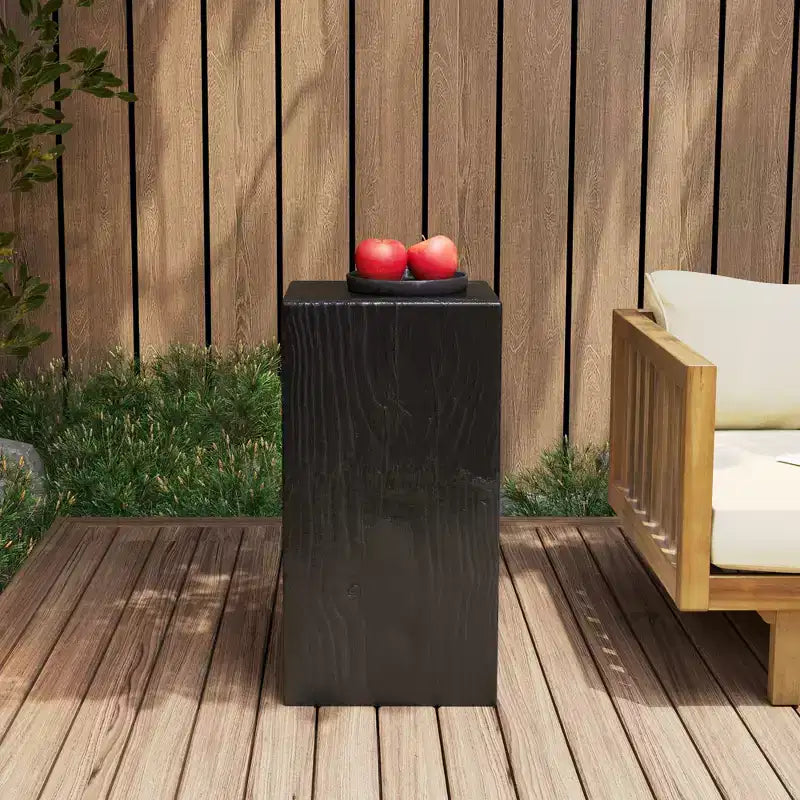 NAYSAYE Tables d'appoint carrées effet bois en oxyde de magnésium, lot de 2, surfaces d'appoint sculpturales pour patio, balcon, jardin, salon, 14,5*14,5*27,75