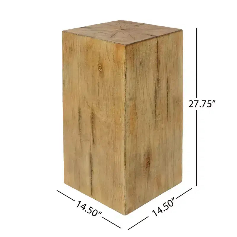 NAYSAYE Tables d'appoint carrées effet bois en oxyde de magnésium, lot de 2, surfaces d'appoint sculpturales pour patio, balcon, jardin, salon, 14,5*14,5*27,75