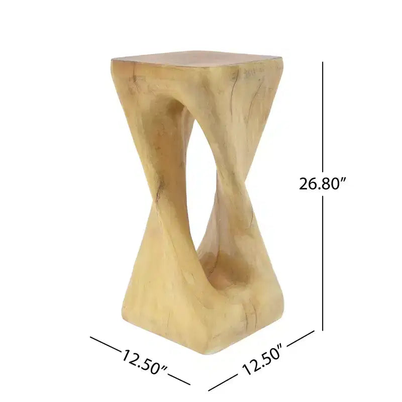 NAYSAYE Table d'appoint d'extérieur torsadée sculpturale, surface décorative pour patio, balcon, bord de piscine, 12,5*12,5*26,8