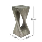 NAYSAYE Table d'appoint d'extérieur torsadée sculpturale, surface décorative pour patio, balcon, bord de piscine, 12,5*12,5*26,8