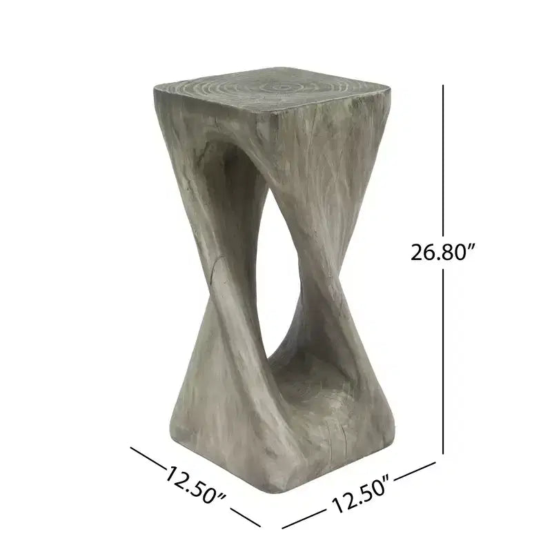 NAYSAYE Table d'appoint d'extérieur torsadée sculpturale, surface décorative pour patio, balcon, bord de piscine, 12,5*12,5*26,8