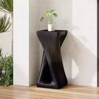 NAYSAYE Table d'appoint d'extérieur torsadée sculpturale, surface décorative pour patio, balcon, bord de piscine, 12,5*12,5*26,8