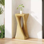NAYSAYE Table d'appoint d'extérieur torsadée sculpturale, surface décorative pour patio, balcon, bord de piscine, 12,5*12,5*26,8