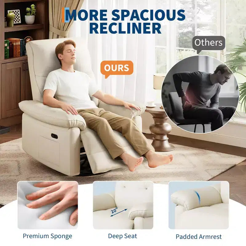 Poltrona reclinabile, girevole a 270° con funzione dondolo, in tessuto imbottito e schienale trapuntato, sedia ergonomica da nursery per soggiorno