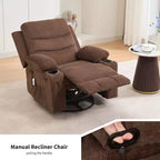 Poltrona Reclinabile Girevole con Funzione Dondolo, Dimensioni Grandi, con Portabicchieri, Tasche Laterali e Frontali, Divano Ergonomico, Supporta 180 kg, per Soggiorno, Camera da Letto
