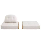 ModernLuxe Divano Letto Convertibile in Tessuto Teddy, Poltrona Ottomana Pieghevole Trapuntata con Cuscino e Gambe in Legno Massello, Beige
