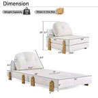 ModernLuxe Divano Letto Convertibile in Tessuto Teddy, Poltrona Ottomana Pieghevole Trapuntata con Cuscino e Gambe in Legno Massello, Beige