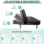 Divano Letto Futon Cabrio Dyonery 71, Comodo Divano Futon, Divano Letto Reclinabile in Memory Foam per Soggiorno, Ufficio, Appartamento