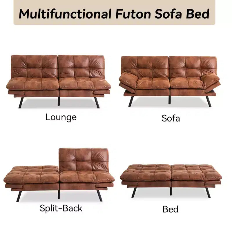 Divano Letto Futon Cabrio Dyonery 71, Comodo Divano Futon, Divano Letto Reclinabile in Memory Foam per Soggiorno, Ufficio, Appartamento