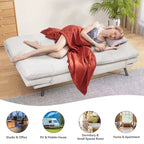 Divano Letto Futon Cabrio Dyonery 71, Comodo Divano Futon, Divano Letto Reclinabile in Memory Foam per Soggiorno, Ufficio, Appartamento