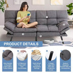 Divano Letto Futon Cabrio Dyonery 71, Comodo Divano Futon, Divano Letto Reclinabile in Memory Foam per Soggiorno, Ufficio, Appartamento