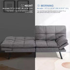 Divano Letto Futon Cabrio Dyonery 71, Comodo Divano Futon, Divano Letto Reclinabile in Memory Foam per Soggiorno, Ufficio, Appartamento