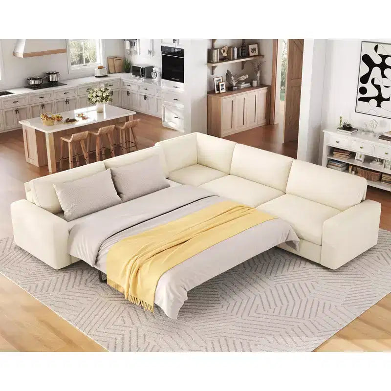 AMERLIFE 106 Divano Letto a L Oversize con Letto Estraibile, Chaise Longue Contenitore