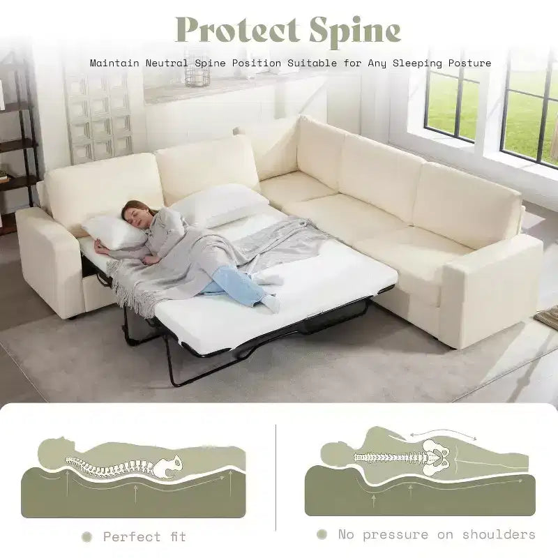 AMERLIFE 106 Divano Letto a L Oversize con Letto Estraibile, Chaise Longue Contenitore