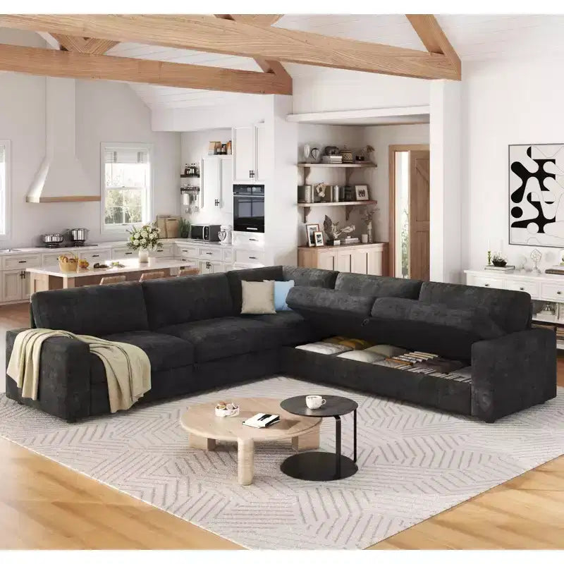 AMERLIFE 106 Divano Letto a L Oversize con Letto Estraibile, Chaise Longue Contenitore