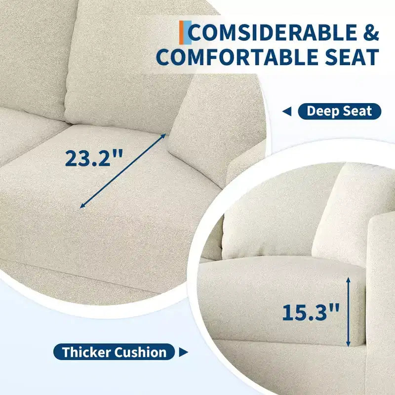 Canapé-lit modulaire 80 cm, sans assemblage, en tissu bouclette/velours côtelé, méridienne réversible en L, assise profonde antidérapante