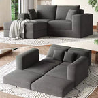 Canapé-lit modulaire 80 cm, sans assemblage, en tissu bouclette/velours côtelé, méridienne réversible en L, assise profonde antidérapante
