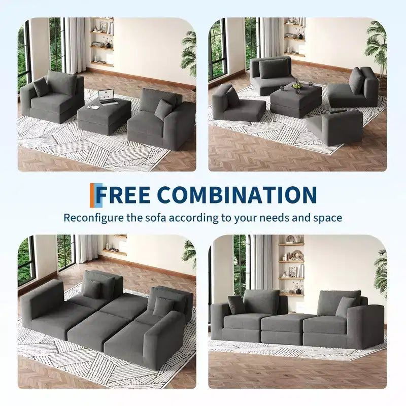 Canapé-lit modulaire 80 cm, sans assemblage, en tissu bouclette/velours côtelé, méridienne réversible en L, assise profonde antidérapante