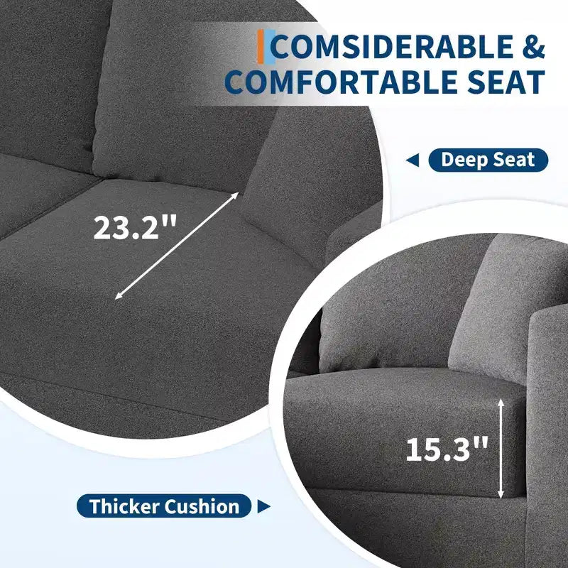 Canapé-lit modulaire 80 cm, sans assemblage, en tissu bouclette/velours côtelé, méridienne réversible en L, assise profonde antidérapante