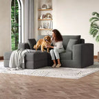 80 Modular Sectional Loveseat Sofa Bed, No-Assembly Boneless Cloud Couch with Reversible l-Shape Chaise, Non-Slip Deep Seat Chenille/Corduroy Sleeper