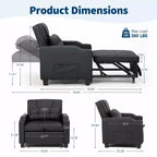 Divano Letto Convertibile 4 in 1 con Cuscino Massaggiante - USB/Type-C e Portabicchieri per Piccoli Spazi