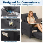 Divano Letto Convertibile 4 in 1 con Cuscino Massaggiante - USB/Type-C e Portabicchieri per Piccoli Spazi
