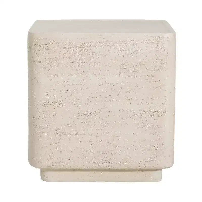 Tavolino Quadrato in Travertino ModernLuxe, Tavolino da Esterno Leggero in MGO con Bordi Arrotondati Sicuri, Beige