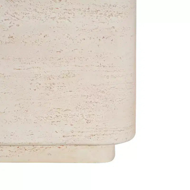 Tavolino Quadrato in Travertino ModernLuxe, Tavolino da Esterno Leggero in MGO con Bordi Arrotondati Sicuri, Beige