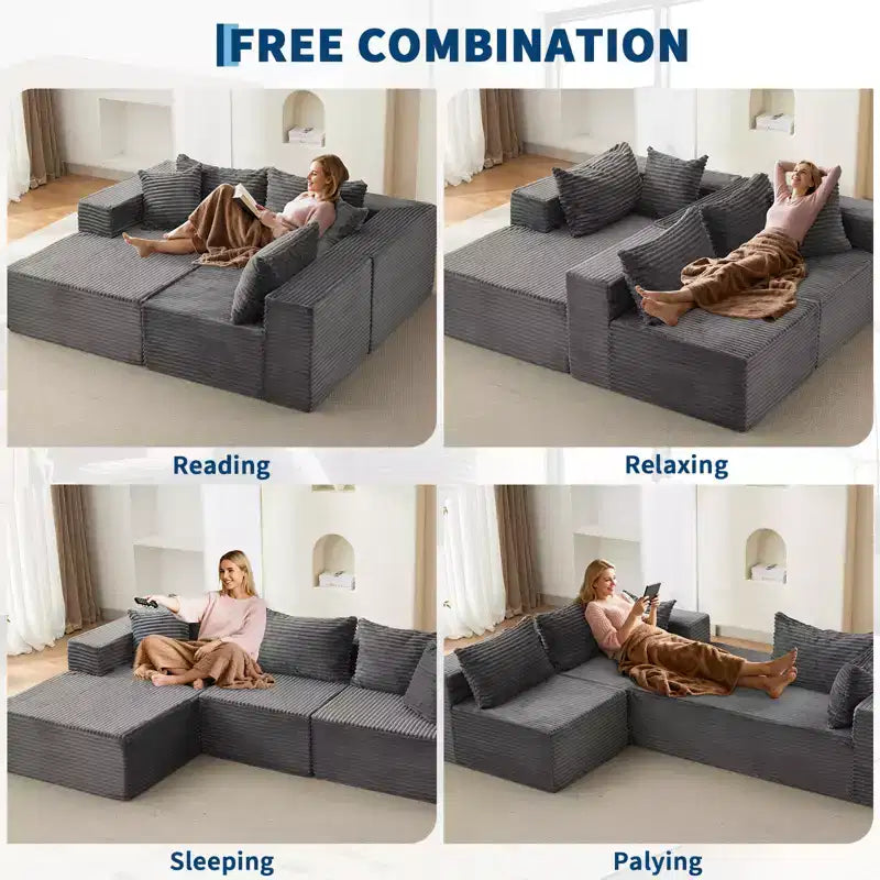 Divano Sezionale Modulare Cloud Accogliente e Spazioso 106 a L con Chaise, Comodo Design Senza Struttura, Nessun Assemblaggio Richiesto, per Soggiorno Moderno