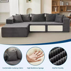 Divano Sezionale Modulare Cloud Accogliente e Spazioso 106 a L con Chaise, Comodo Design Senza Struttura, Nessun Assemblaggio Richiesto, per Soggiorno Moderno