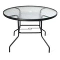 Karl Home | 39.5-Inch Round Glass Top Black Frame Patio Table