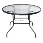 Karl Home | 39.5-Inch Round Glass Top Black Frame Patio Table