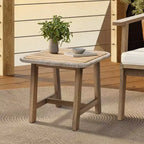 Tavolino da esterno LuxenHome 17,5", in legno di acacia con finiture in vimini intrecciato, piccoli tavolini da esterno per patio, balcone, giardino