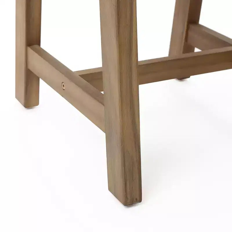 Tavolino da esterno LuxenHome 17,5", in legno di acacia con finiture in vimini intrecciato, piccoli tavolini da esterno per patio, balcone, giardino