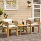 Tavolino da esterno LuxenHome 17,5", in legno di acacia con finiture in vimini intrecciato, piccoli tavolini da esterno per patio, balcone, giardino
